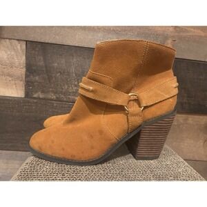 Kelsi Dagger KDB Womens Shoes Size 9‎ M Orange Ankle Boots Leather Heels